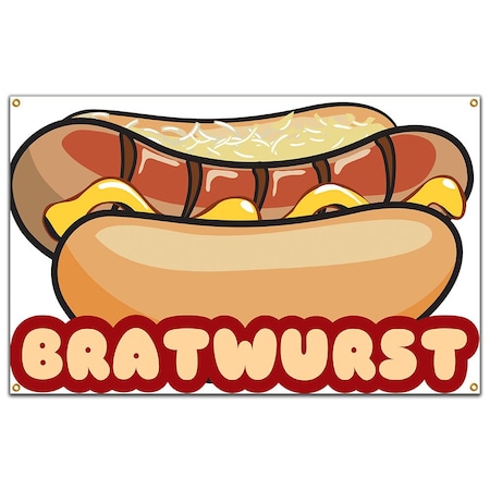 Signmission Bratwurst Banner Heavy Duty 13 Oz Vinyl with Grommets Single Sided B-60 Bratwurst